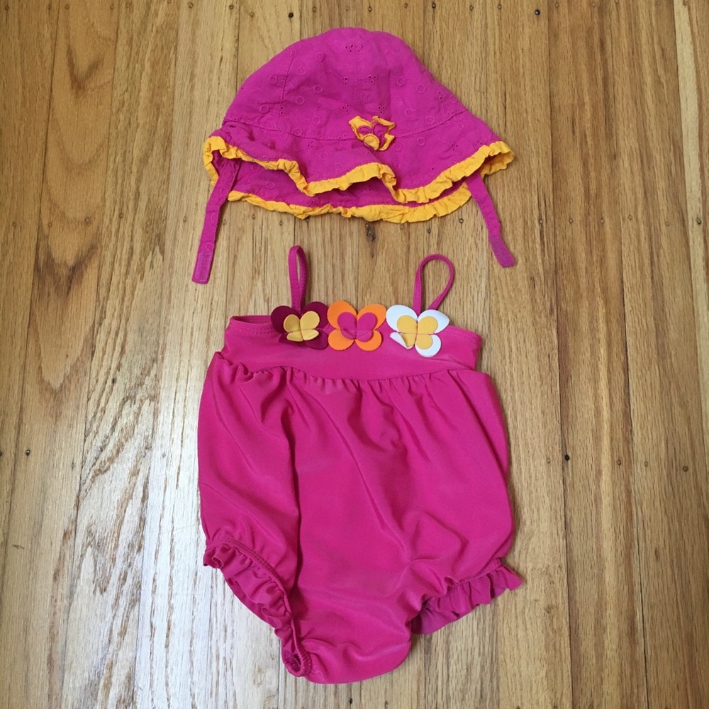 Pink and Orange Floral Swimsuit - Picture 1 of 16
